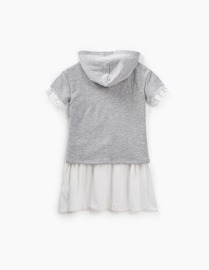 Robe sweat gris et blanc trompe-l'œil fille-3