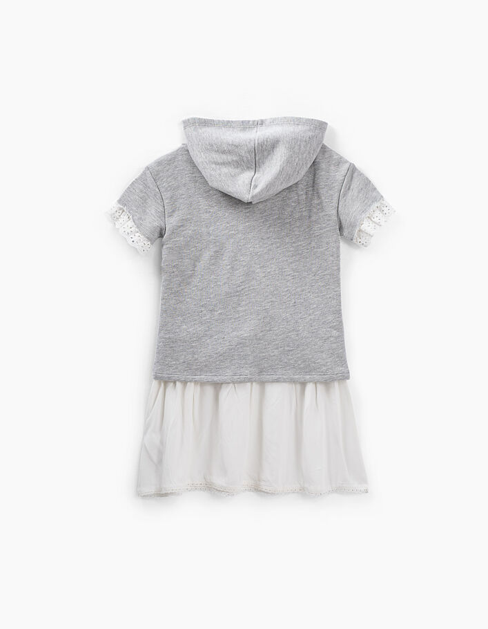 Vestido sudadera gris y blanco efecto óptico niña - IKKS