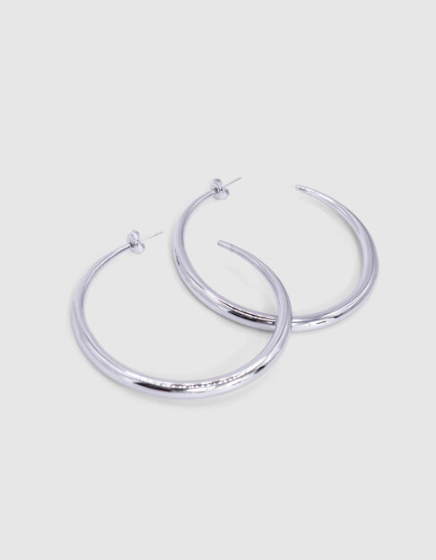 Women's grey metal hoop earrings - IKKS