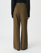 Women’s khaki gabardine wide-leg trousers-3