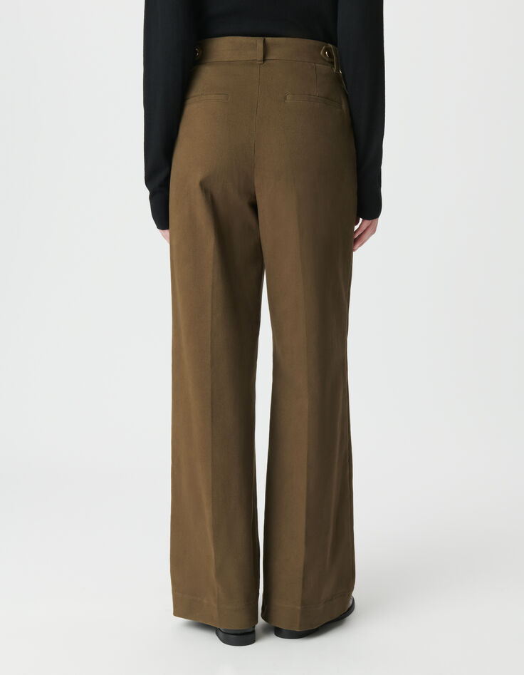 Women’s khaki gabardine wide-leg trousers-3 Women’s khaki gabardine wide-leg trousers-3