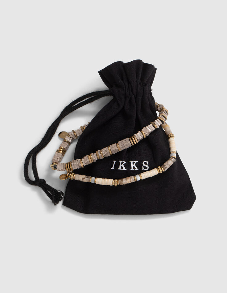 Bracelets perles craie et dor&eacute;es Femme-5