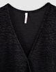 I.Code black textured panne velvet dress-2