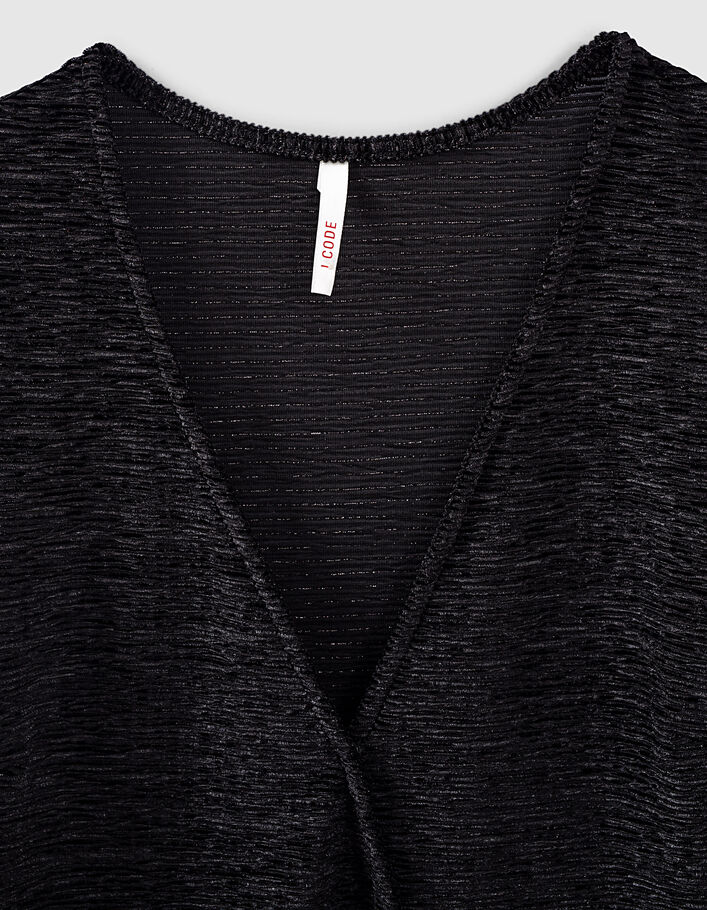 I.Code black textured panne velvet dress - I.CODE