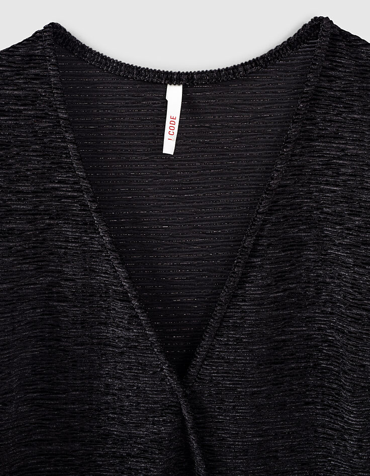 I.Code black textured panne velvet dress-2 I.Code black textured panne velvet dress-2