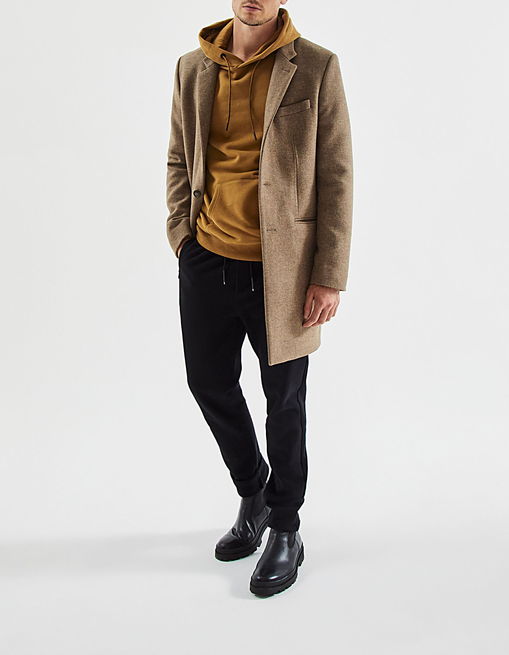 Men s light brown straight coat IKKS