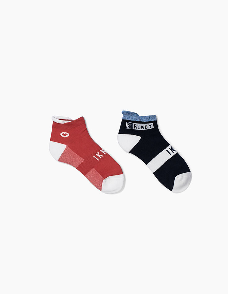 Weiße und marineblaue kurze Mädchensocken -1