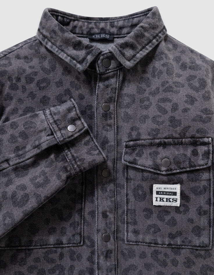 Sobrecamisa vaquera gris leopardo niño-2