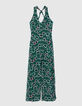 Grüner Damen-Hosenoverall mit Maxi-Blumenprint-6