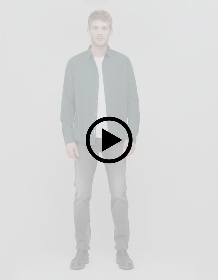 Chemise verte velours milleraies Homme-9