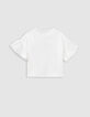 T-shirt écru coton bio brodé IKKS écru fille-4