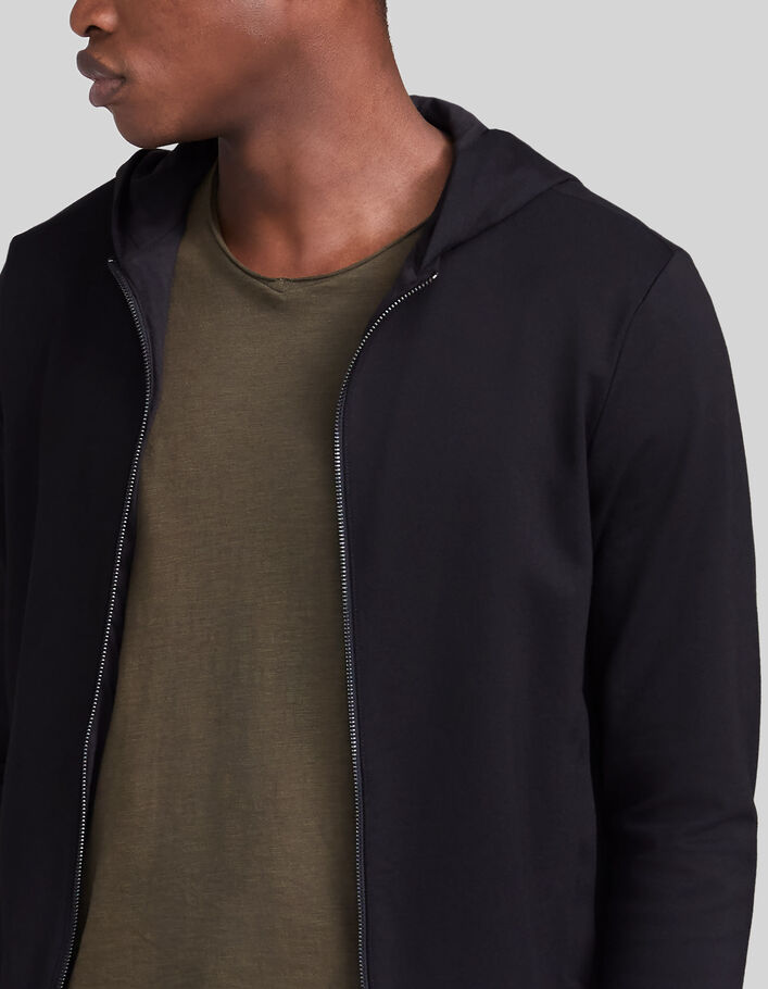 Men’s black Interlock zipped hooded cardigan-4