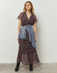 Langes, schwarzes Damenkleid mit Blumenprint-7