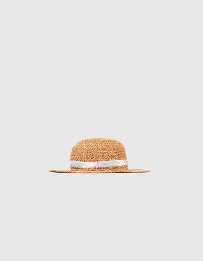 Girls’ beige hat with pastel braid - IKKS
