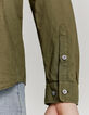 Men&rsquo;s khaki organic cotton voile SLIM shirt-4