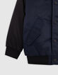 Blouson marine capuche et manches noires garçon-5