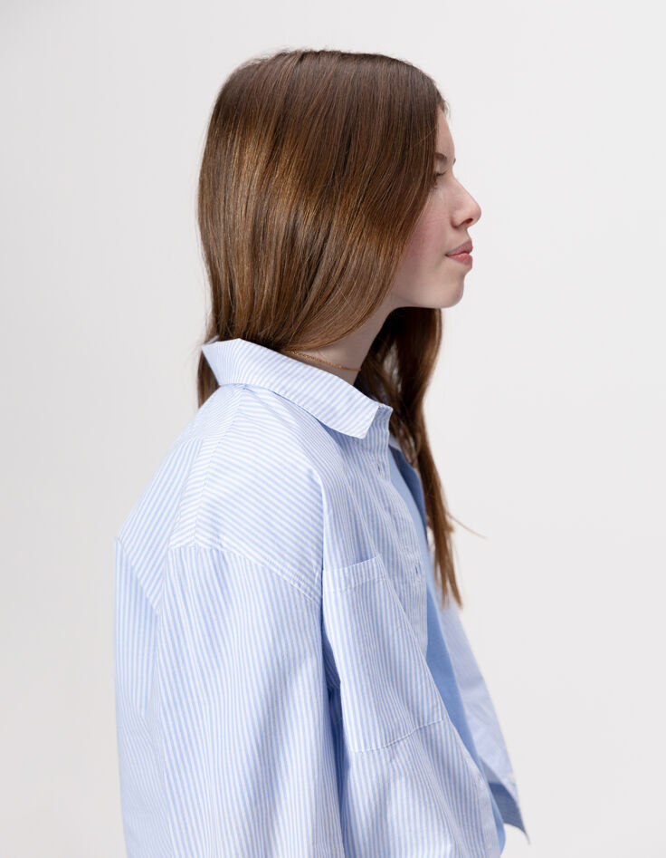 Blue striped shirt spirit jacket girl-2
