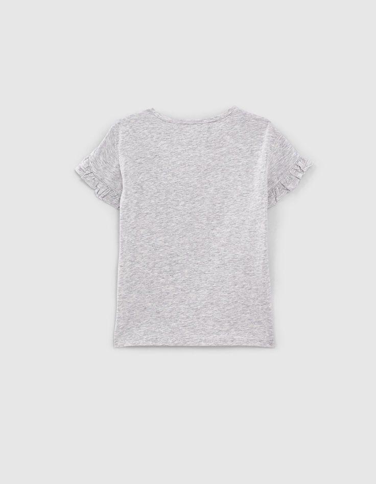 Gem&ecirc;leerd middengrijs T-shirt met borduursel meisjes-3
