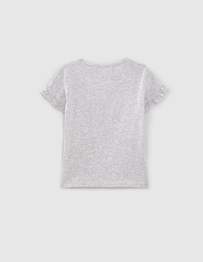 T-shirt gris chiné moyen à broderies fille - IKKS