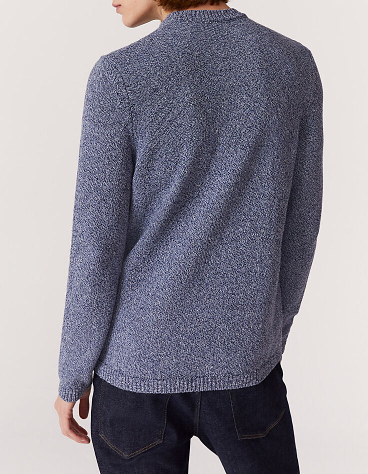 Pull bleu stone tricot mouliné Homme-3