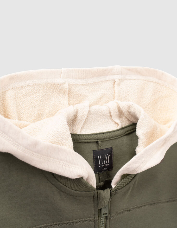Khaki Jungen-Teddyjacke mit Kapuze-2