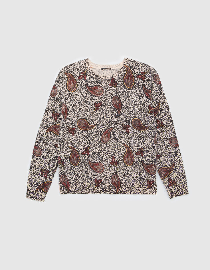Women’s ecru sweater with paisley leopard print-5 Women’s ecru sweater with paisley leopard print-5