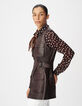 Bruin leren safari-jack met riem voor dames-5