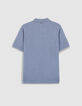 Polo manches courtes bleu coton flamm&eacute; Homme-7