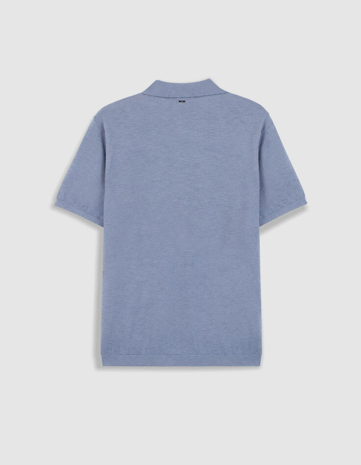 Polo manches courtes bleu coton flamm&eacute; Homme-7