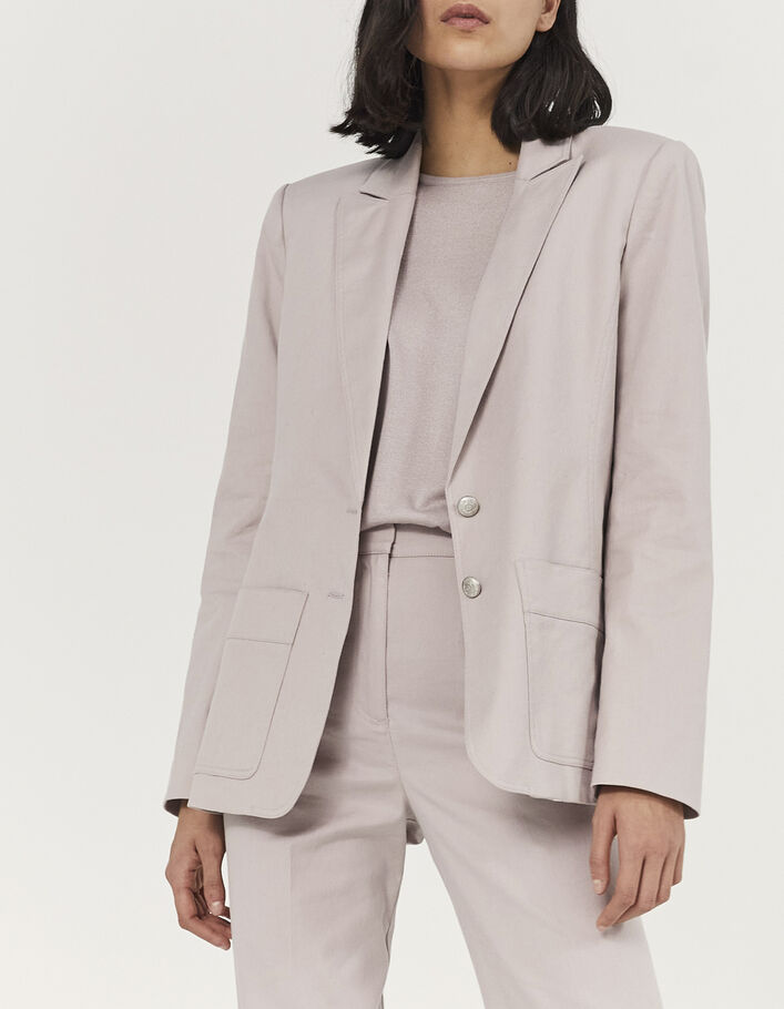 Women’s lilac linen cotton blend suit jacket-3