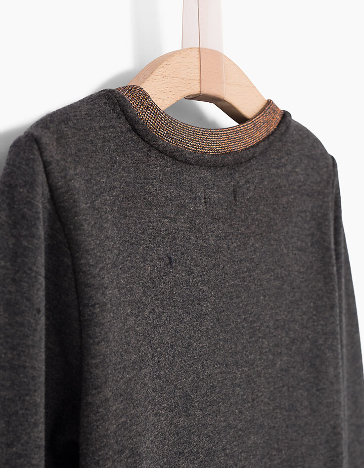 Sweat gris et cuivré brodé fille-7