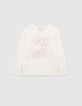 Boys’ off-white T-shirt with black letter slogan-4