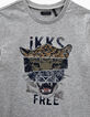 Tee-shirt gris chiné moyen visuel léopard garçon -2