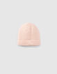 Bonnet rose poudré tricot lurex fourré bébé fille-3