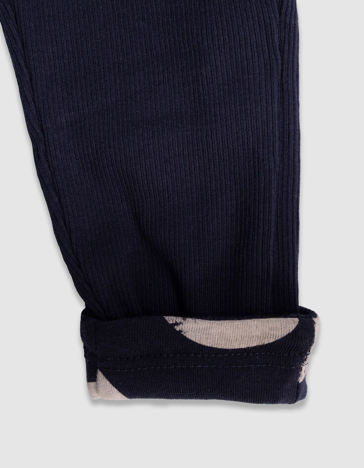 Girls’ navy XL polka dot and ribbed reversible leggings-5