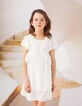 Girls' off-white dotted Swiss-style textured dress-1