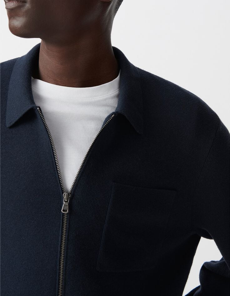 Men&rsquo;s ink knit zip-up cardigan-4
