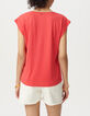 Rood T-shirt V-hals tekst-3