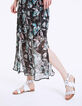 Langes Kleid mit Tropical-Garden-Print in Metallic-Garn auf schwarzem Grund-6