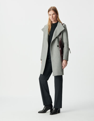 Abrigo gris botonadura asim&eacute;trica mujer - IKKS
