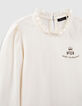 Girls’ ecru T-shirt with ruff collar-6