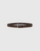 Ceinture marron foncé en cuir embossé tressage Homme-5
