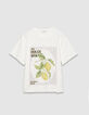 Round neck t-shirt white organic cotton visual lemons Women-5