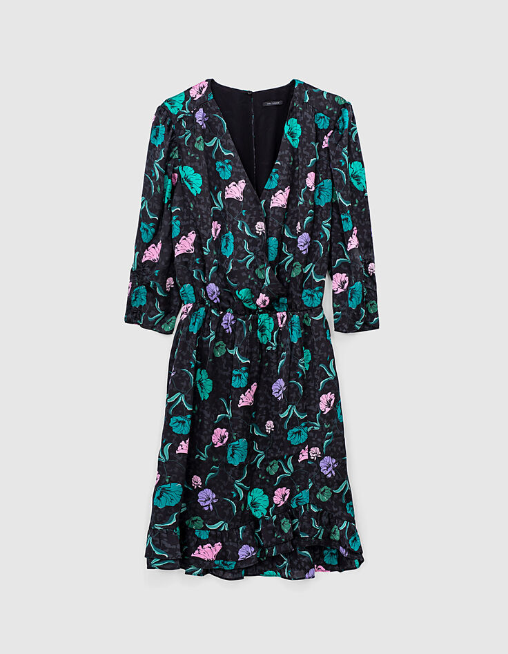Women&rsquo;s floral print gathered fitted dress-1