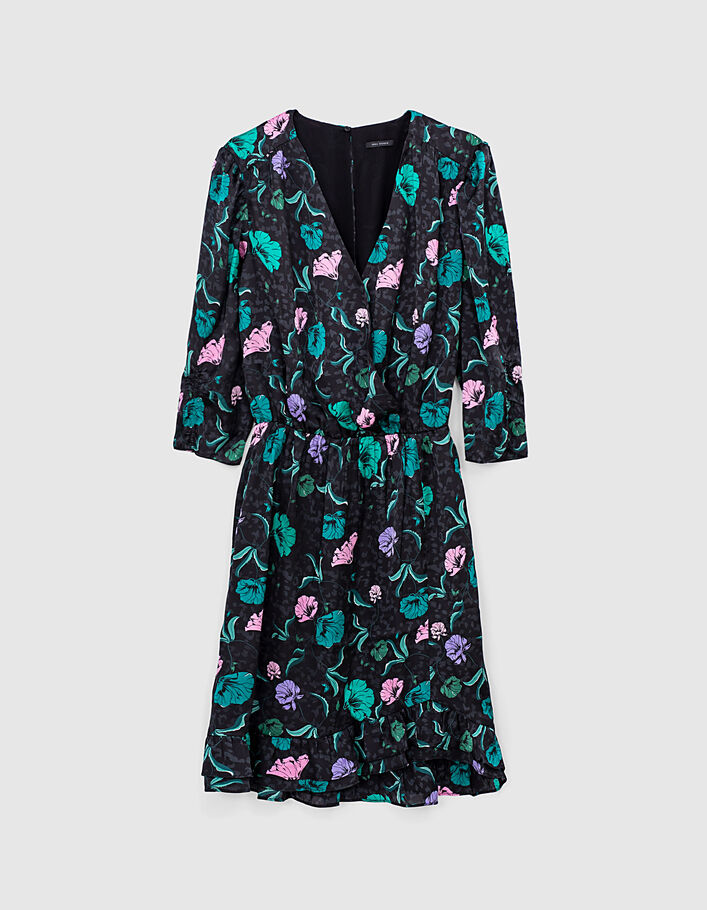 Women’s floral print gathered fitted dress-1
