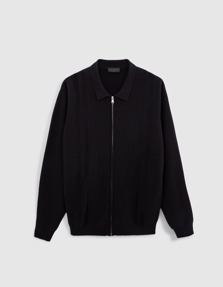 Pure Edition-Herrenstrickjacke mit Rei&szlig;verschluss, schwarz-6