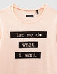 Camiseta rosa palo con mensaje niña-2