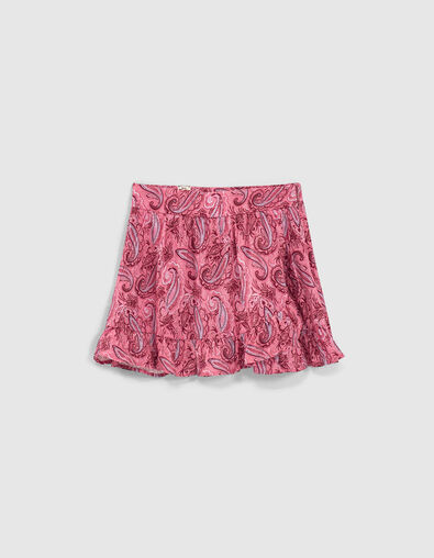 Girls’ fuchsia Paisley print Ecovero® culottes - IKKS