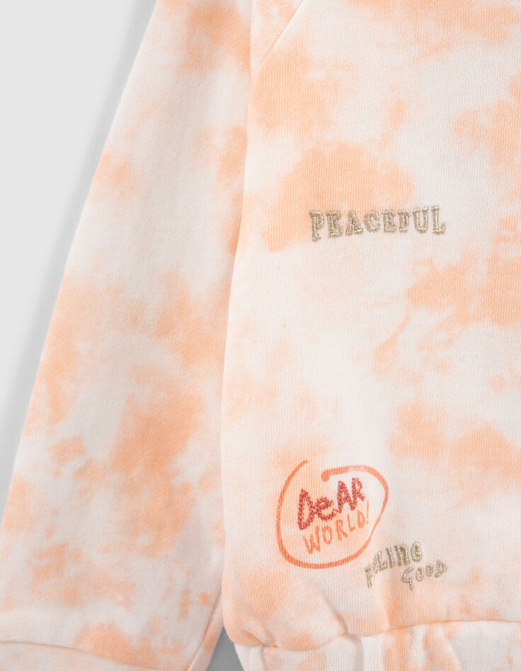 Girls’ orangey embroidered tie-dye print hoodie-4