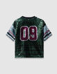 Girls’ green T-shirt with embroidered sequin slogan-3
